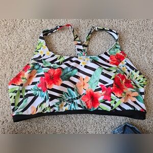 2PC Tropical Floral Swim Set 18W High Waist Bikini